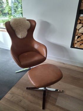Draaifauteuil Long Beach Cognac buffelo Leer