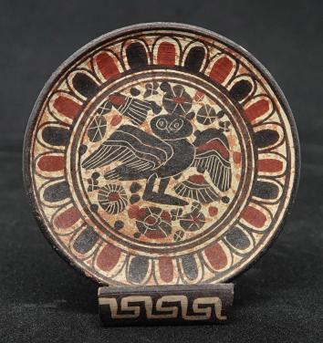 Curiosa Grieks minibordje uil handgeschilderd aardewerk copy museum