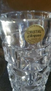 Leuke prachtige dikke vintage kristallen vaas ( Frankrijk) jaren 70.....