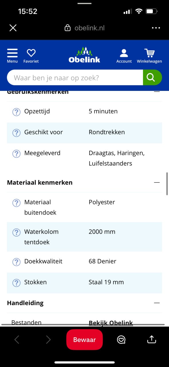 Achterklep tent Obelink