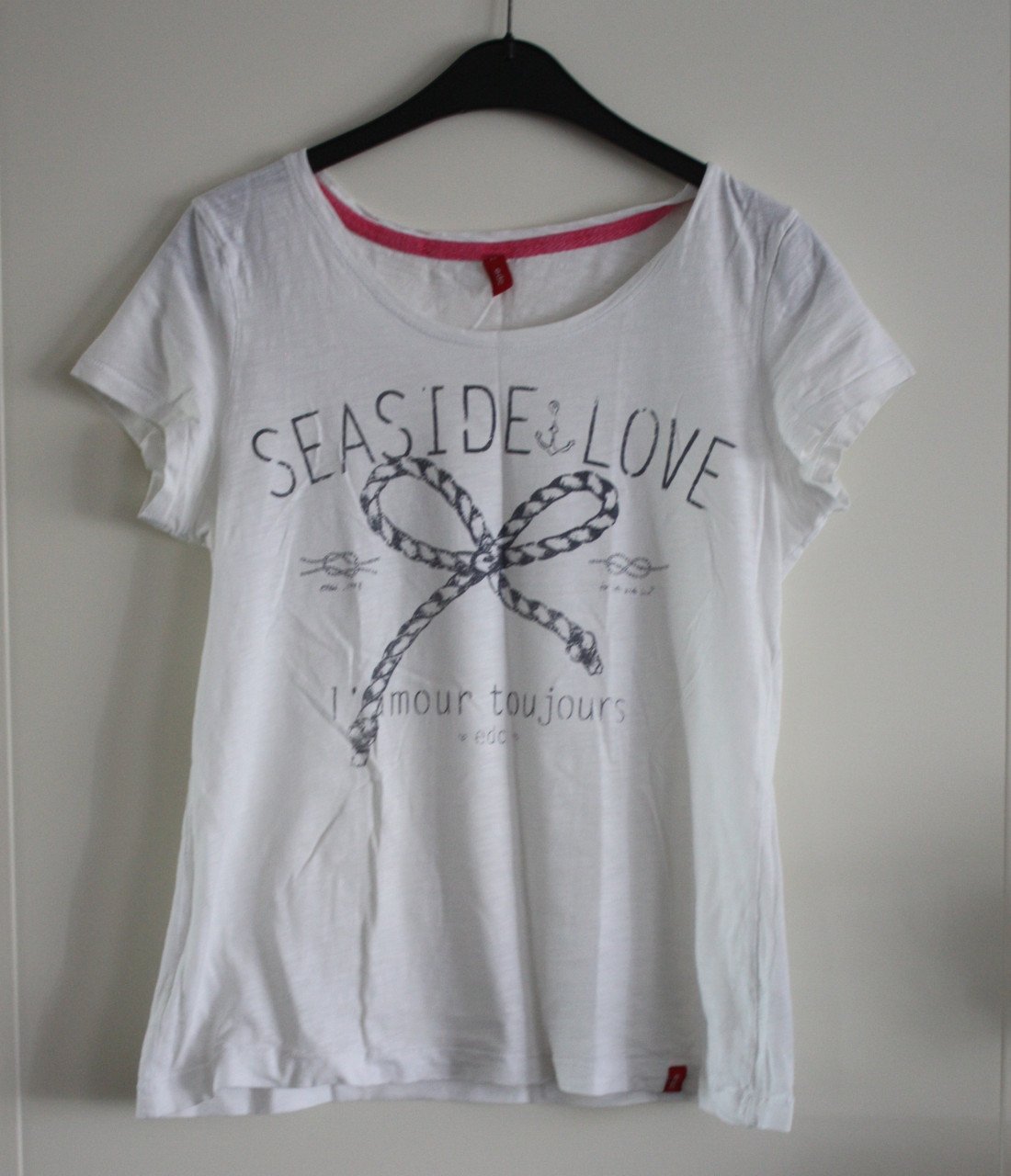 Wit shirt met letters en strik print maat xl