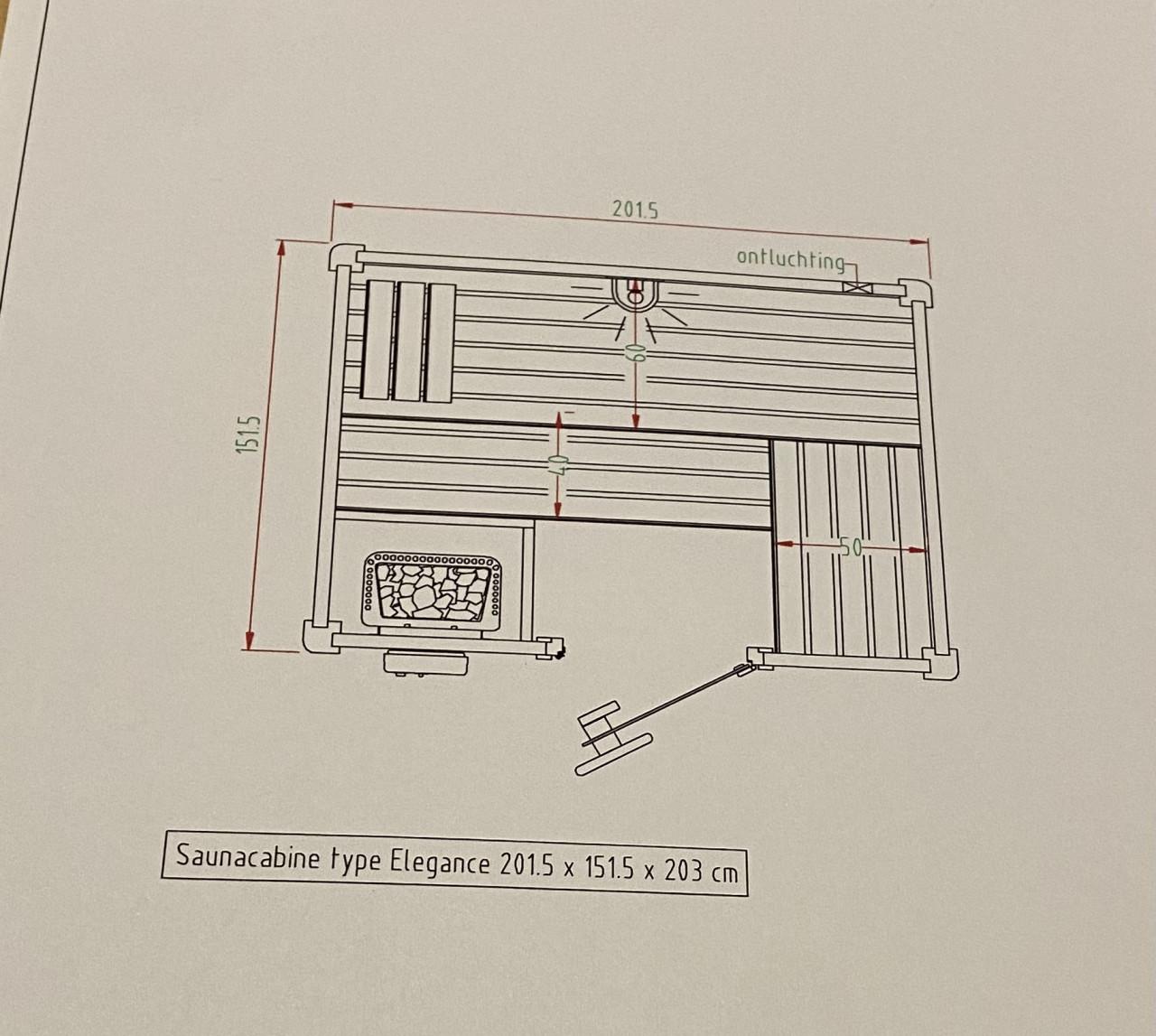 Finse saunacabine 2.00 X 1.50 m
