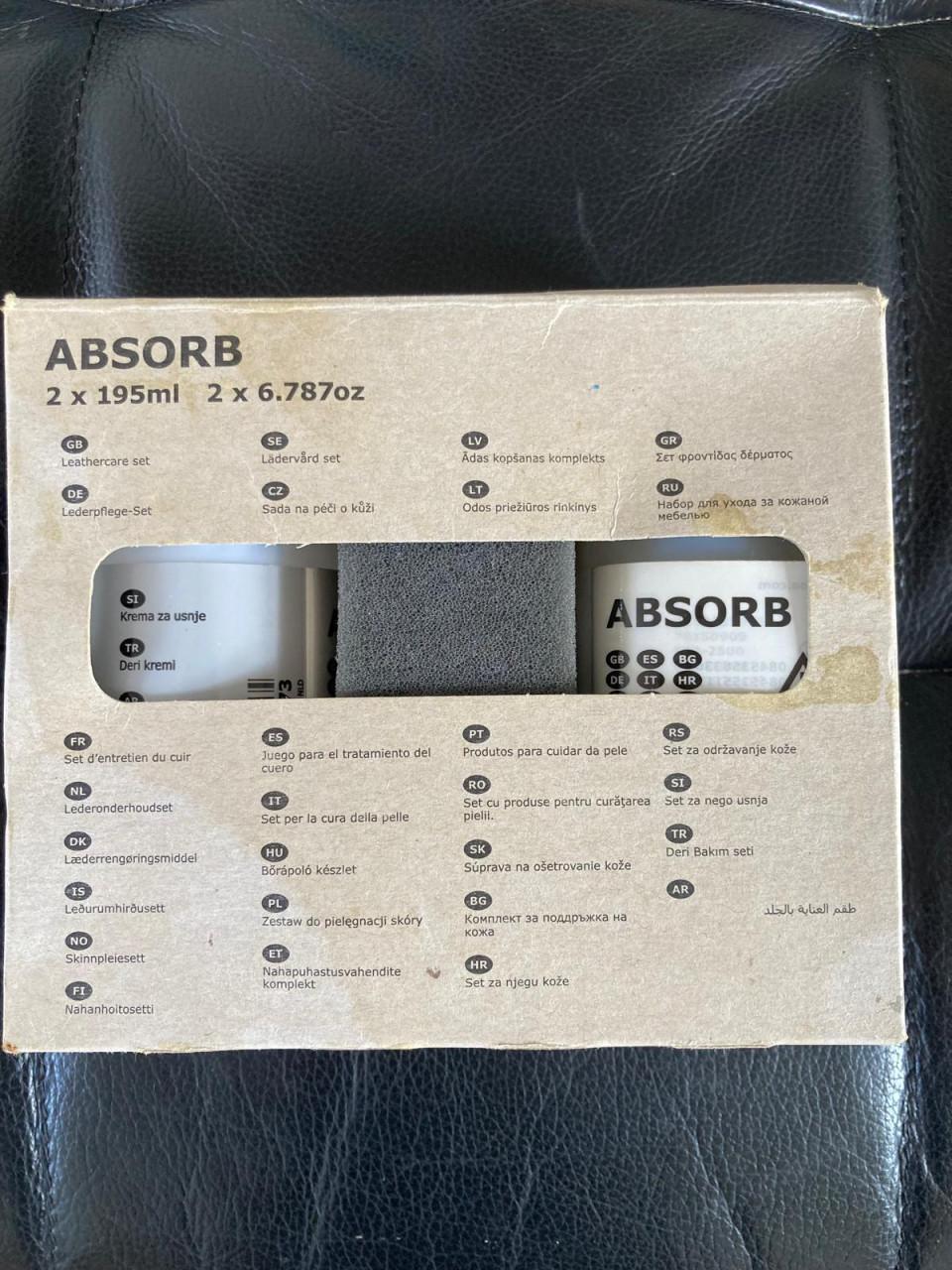 IKEA Landskrona 3-zits bank + voetenbank - zwart leer