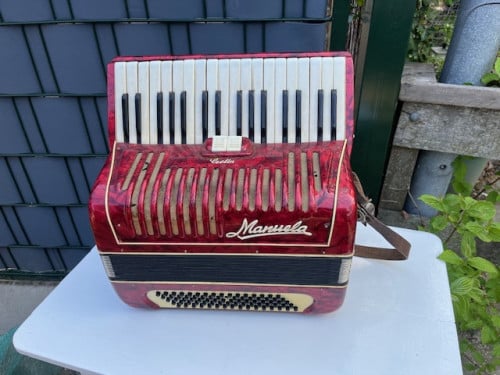 Accordeon Manuela Leclin met riemen en koffer
