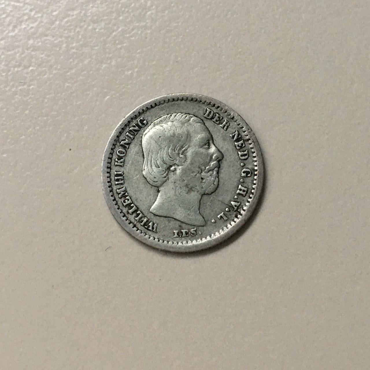 Mooie set zilveren 5 cent munten Willem III (1850, 1859, 1879, 1887) ZF