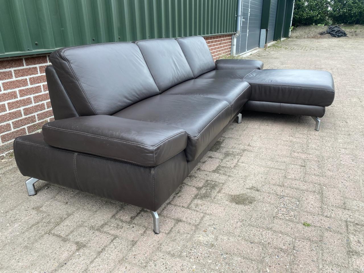 Montel Bruine Leren Hoekbank- Gratis Levering NL