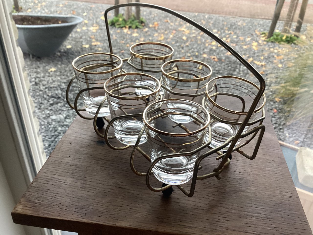 Shotglaasjes borrelglaasjes 6 in houder