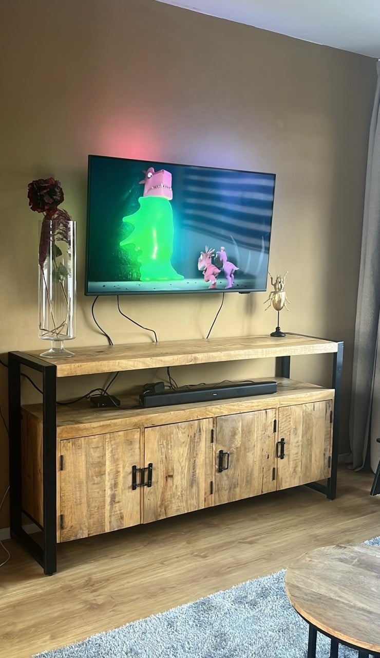 Prachtig mangohout dressoir industrieel