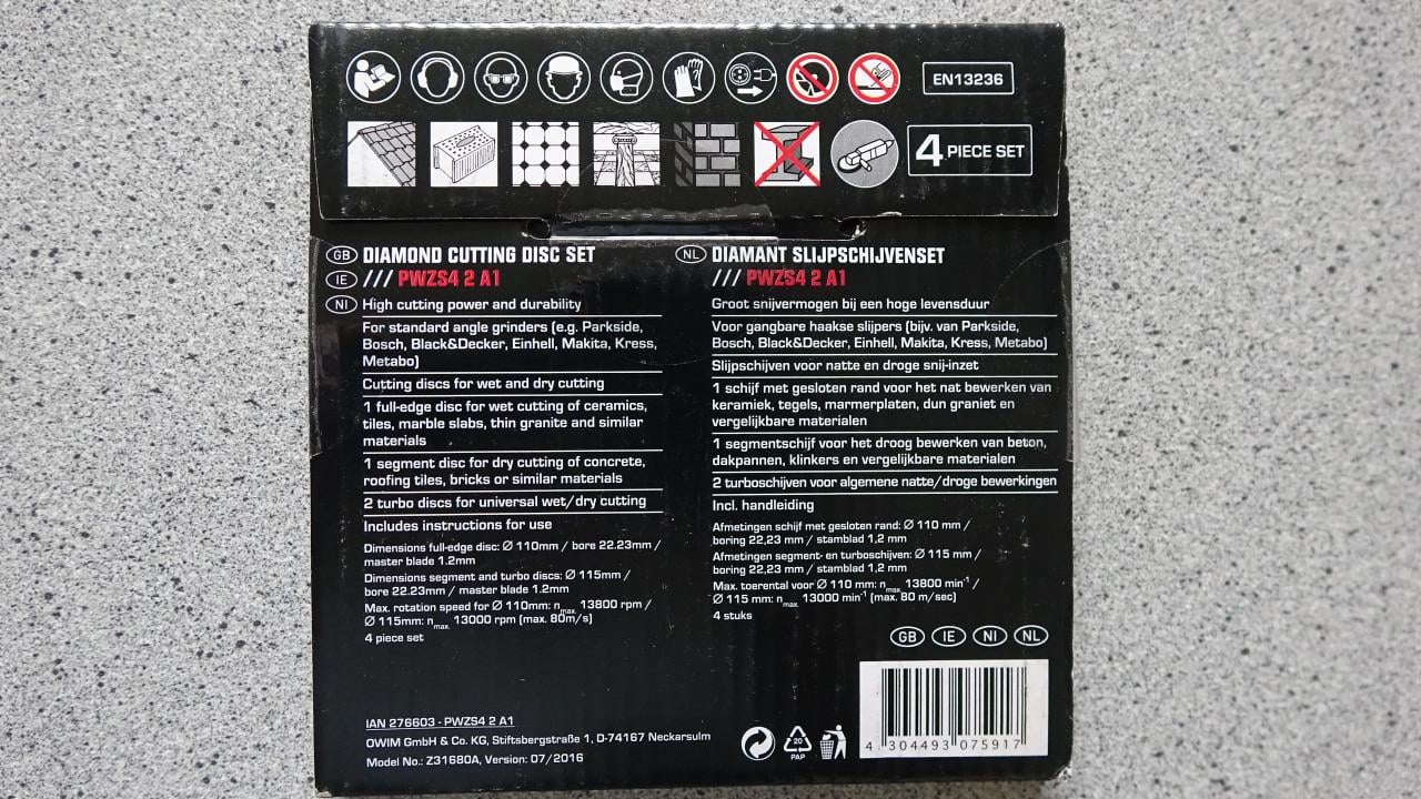 Haakse slijper - diamond cutting disc set