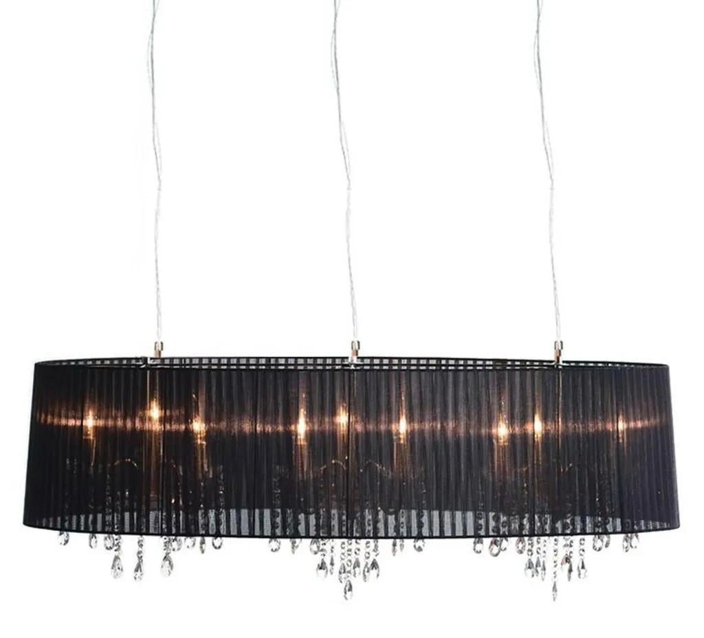 Zwarte hanglamp met hangkristallen
