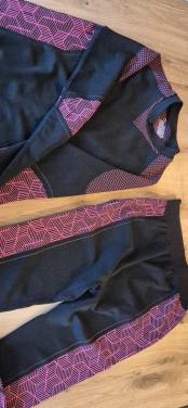 Thermo shirt en broek zwart met roze maat m