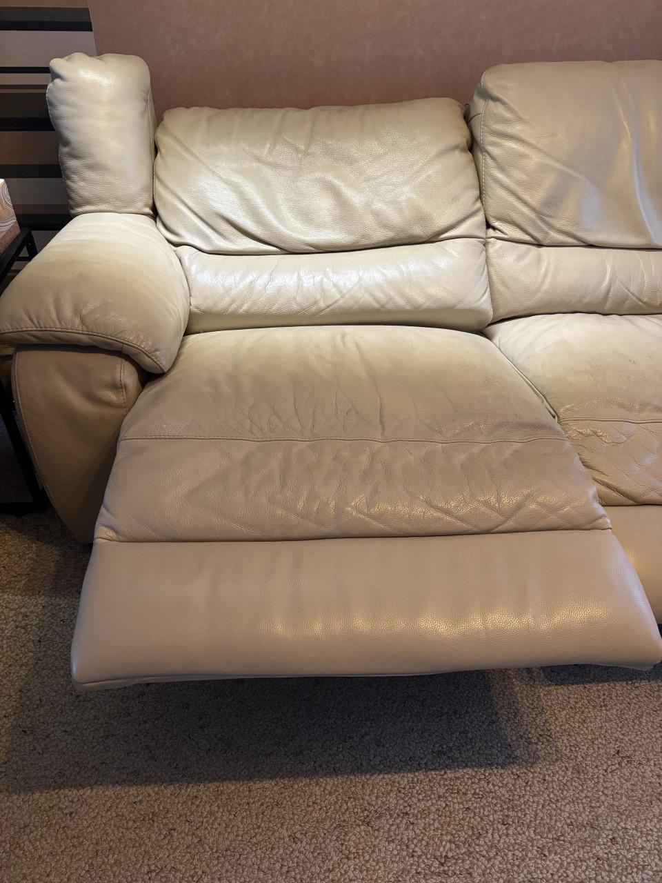 Crème leren elektrische 2,5 zitbank