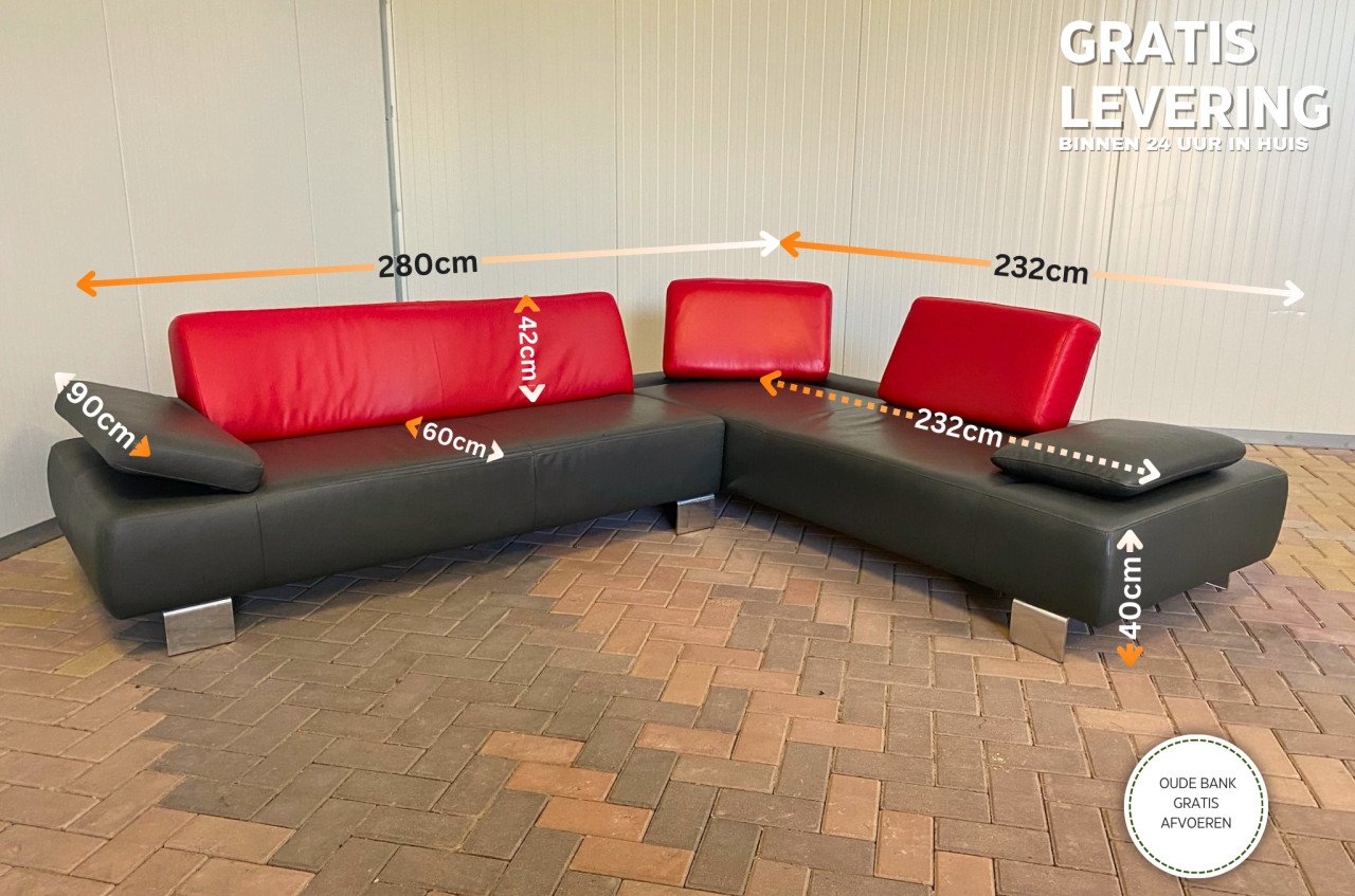 GRATIS LEVERING HEEL NL Design Montel Echt Leer Hoekbank