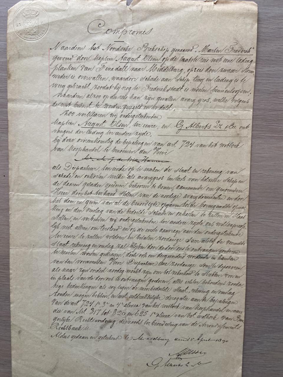 Averij grosse documenten eind 19e eeuw