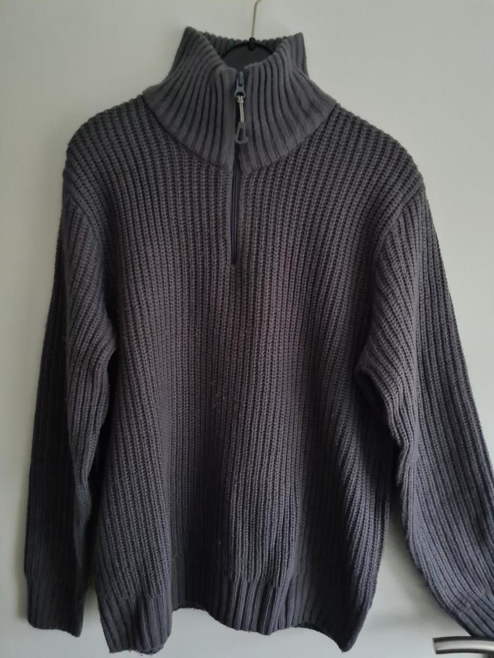 Top Craft antraciet grijze gebreide schippers trui met rits  Maat L