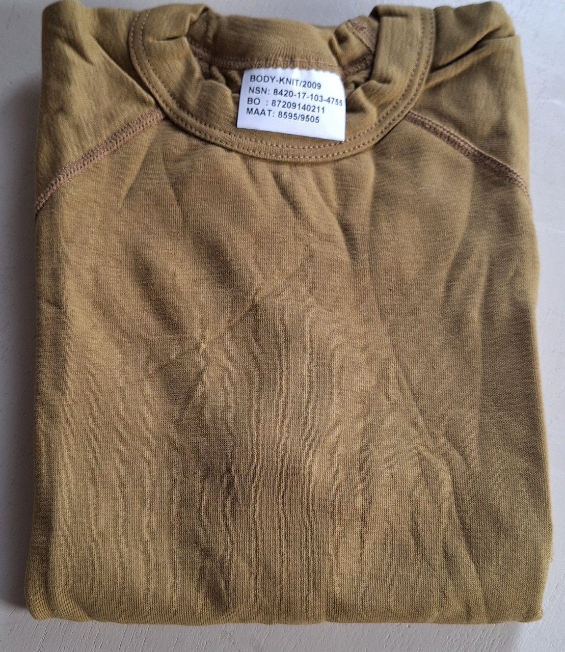 Body Knit winterhemd T-shirt elastisch katoen heren khaki maat L winterhemd