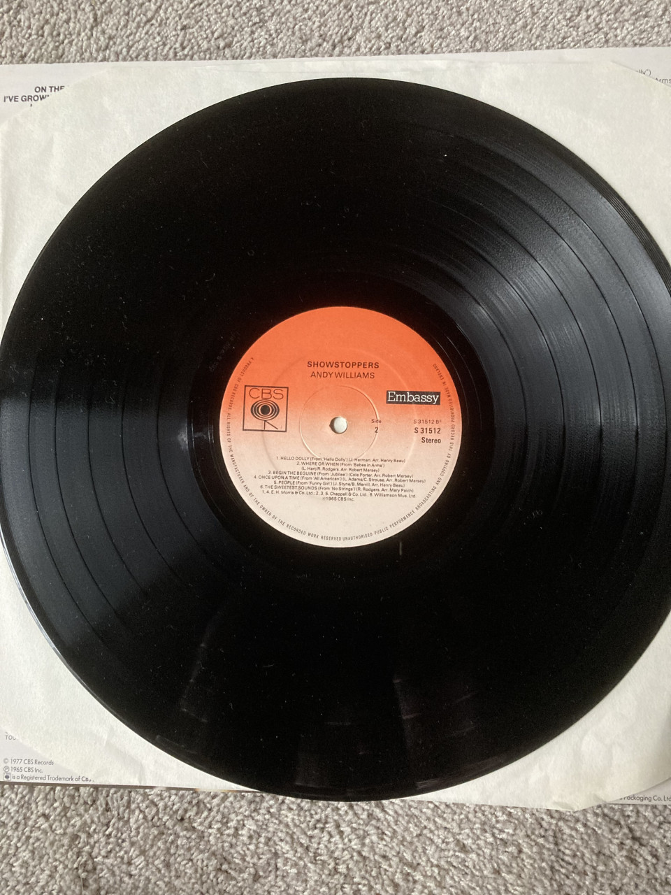 Vinyl LP Andy Williams Showstoppers