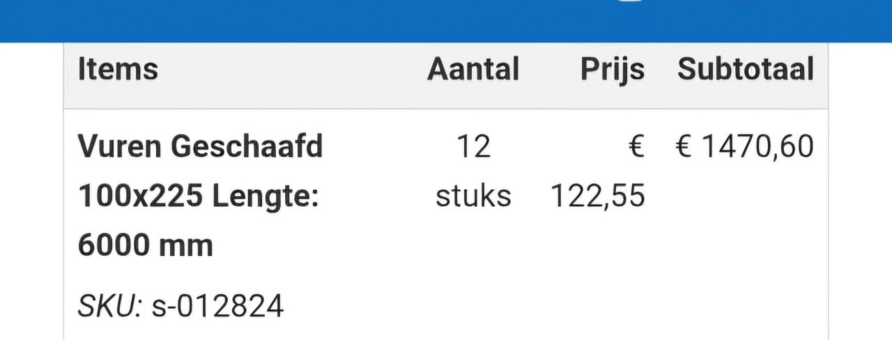 8 vuren houten balken. Zo snel mogelijk ophalen!