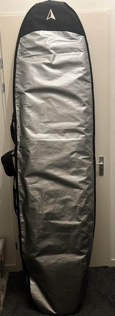 8ft mini longboard met fins, leash en boardbag