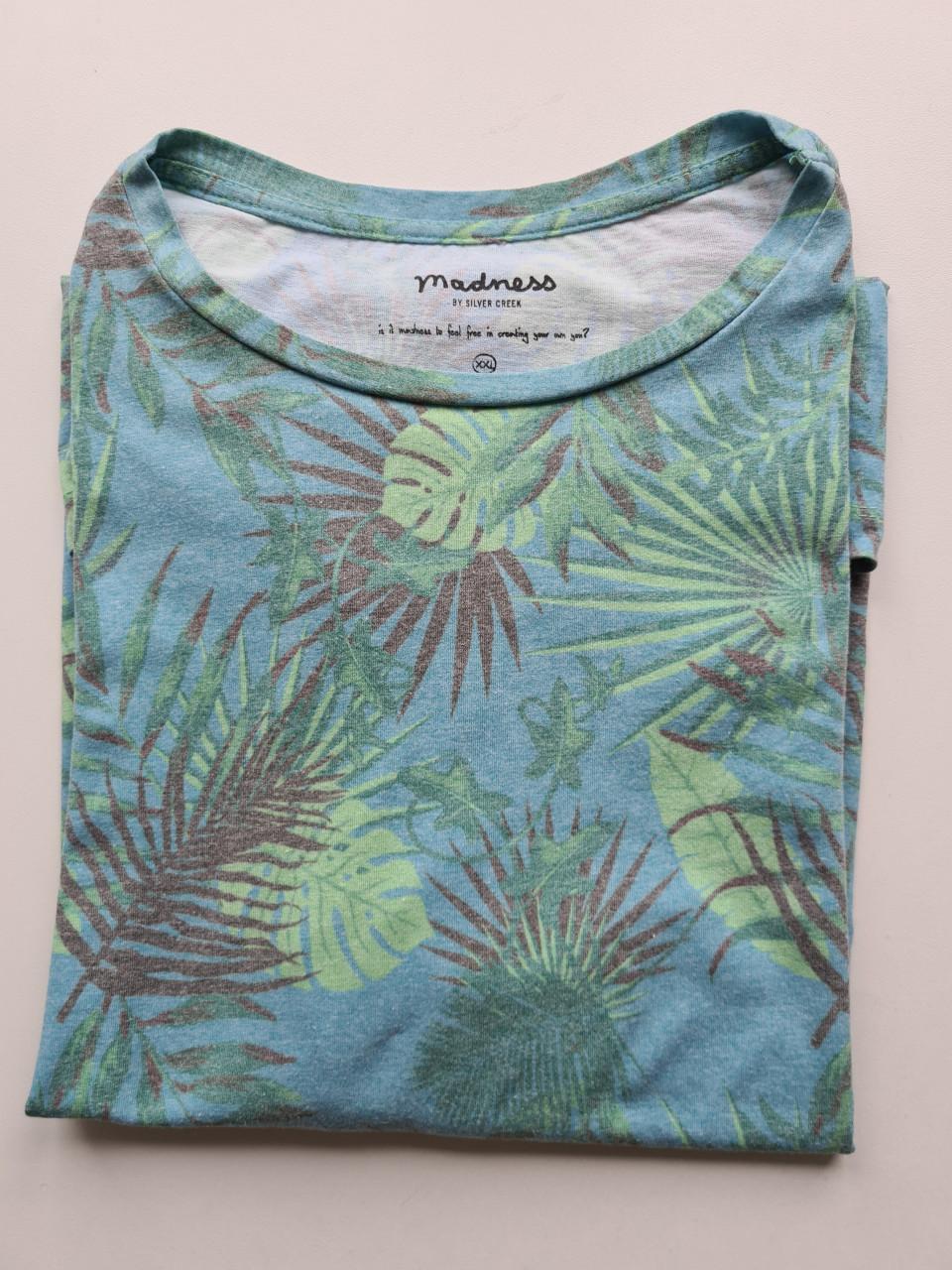 Madness blauw / groen print shirt Maat XL