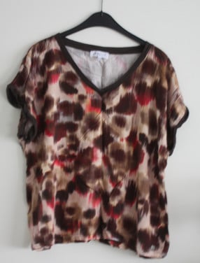 Shirt bruin creme rood maat 46
