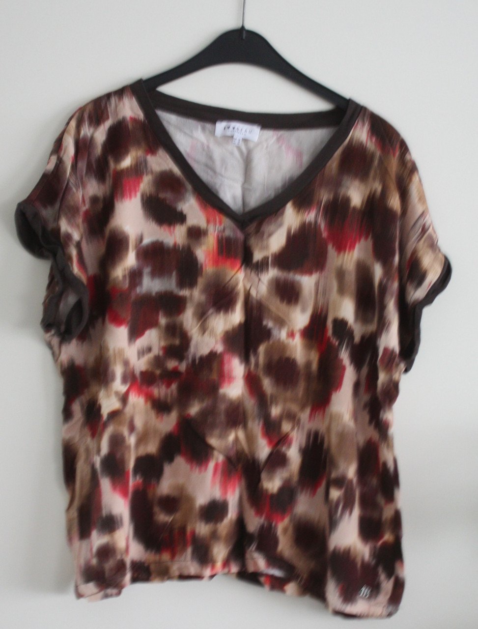 Shirt bruin creme rood maat 46