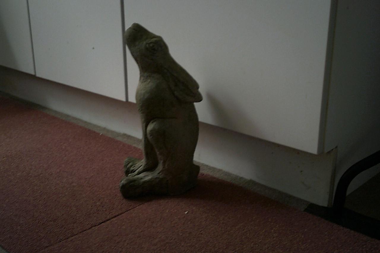 TUINbeeld omhoog kijkende zittende haas - VORSTBESTENDIG