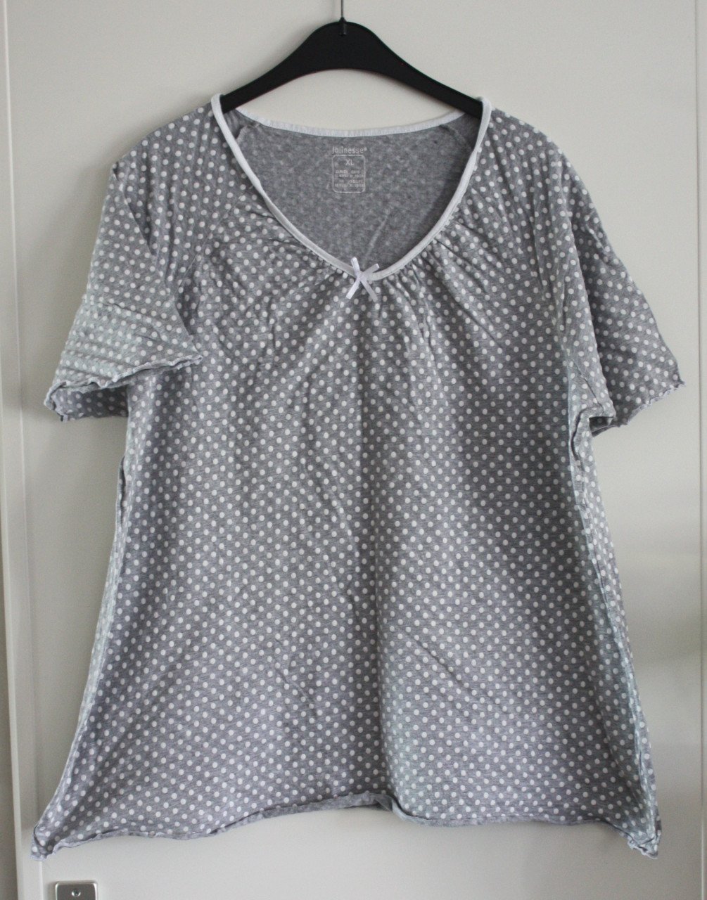 Grijs met witte stippen slaap shirt maat xl 48-50