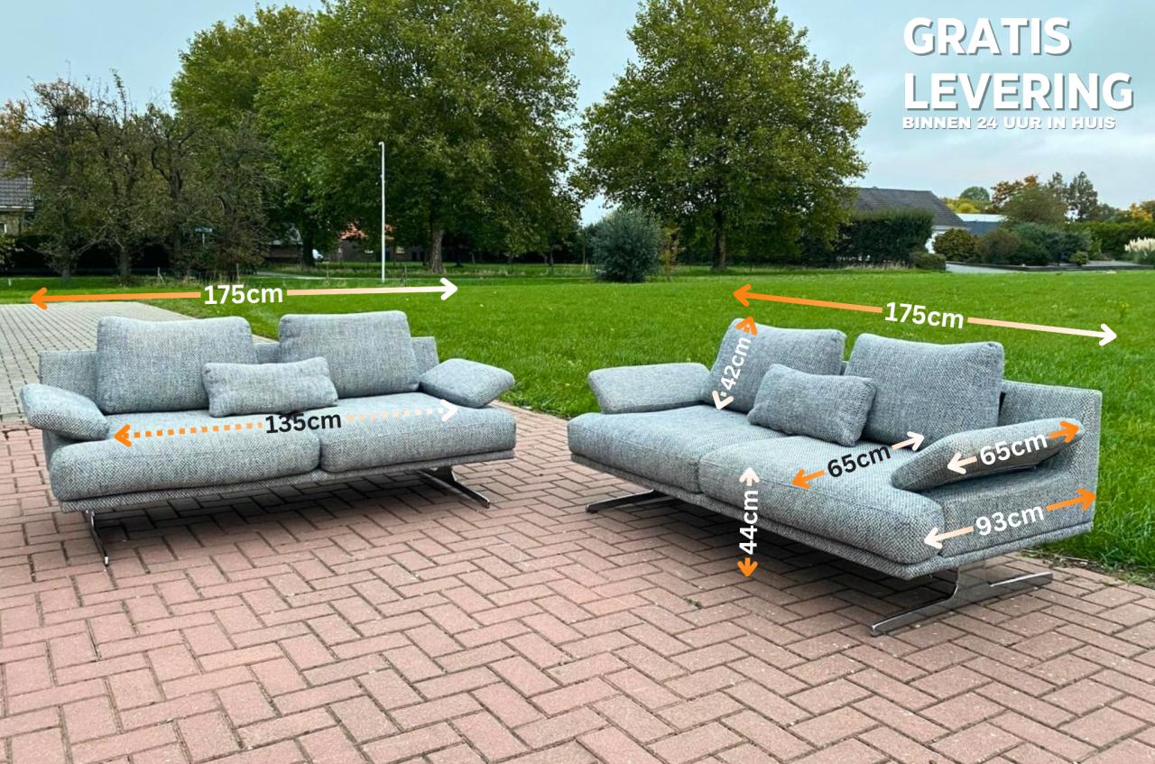 Montèl Grijs Stoffen Bankstel-2x 2.5 Zits-Luxe Nederlands Comfort