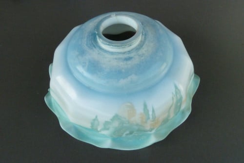 Lampenkap opaline vintage antiek blauw-groen