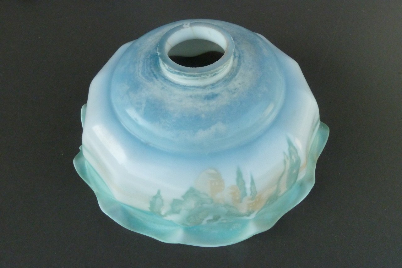 Lampenkap opaline vintage antiek blauw-groen
