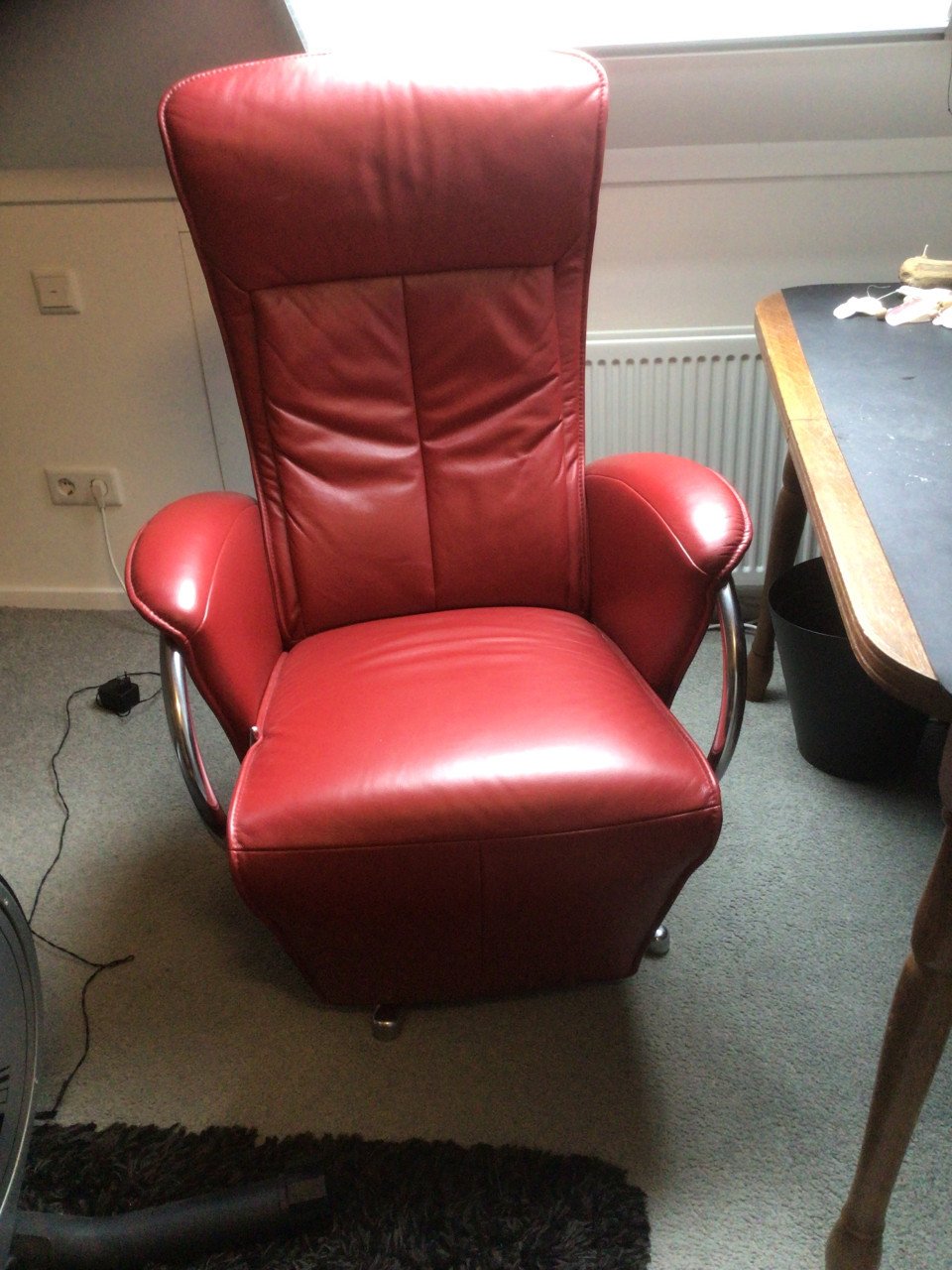 Rode leren relax stoel