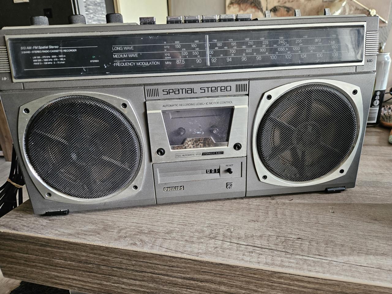 Mooie vintage Philips Ghettoblaster Radio en cassette speler