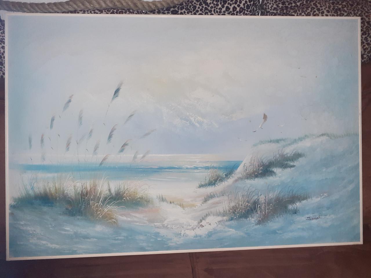 Schilderij "Roei-Boot gestrand in de Duinen "