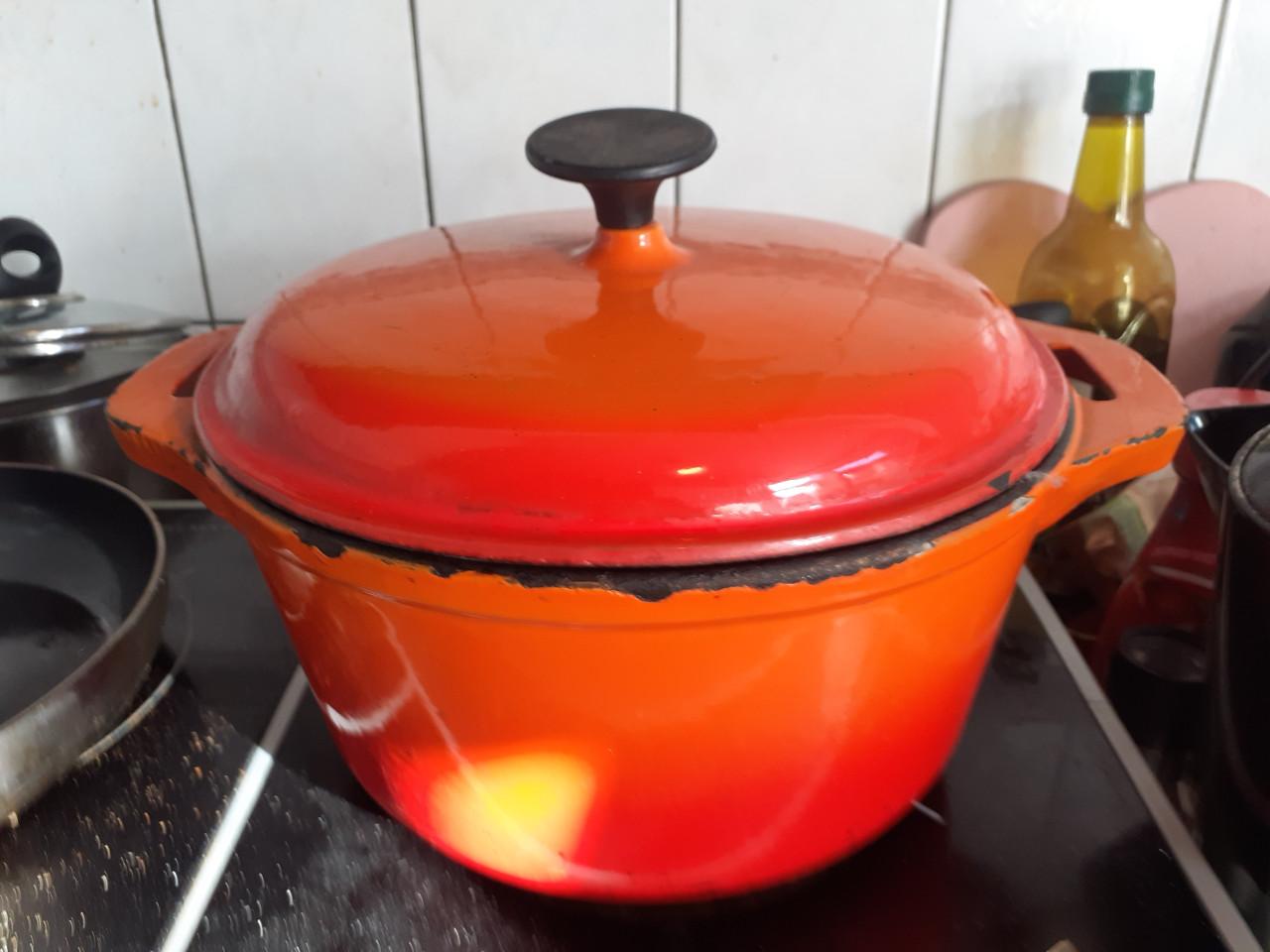 Grote Braadpan 5 Liter rood / oranje & Asperge - kookpan 3 Liter