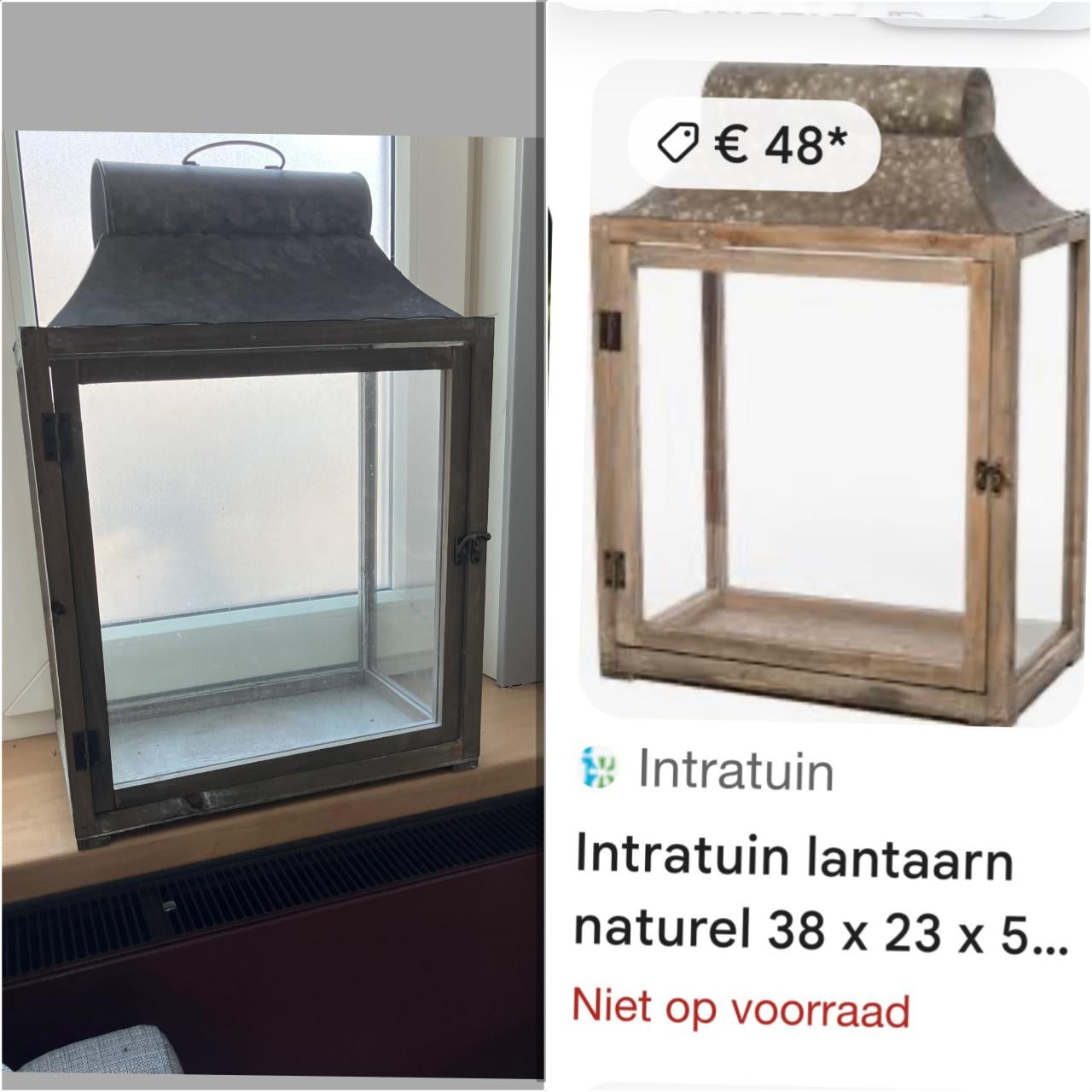 2 stuks sfeervolle metalen lantaarn met glazen wanden