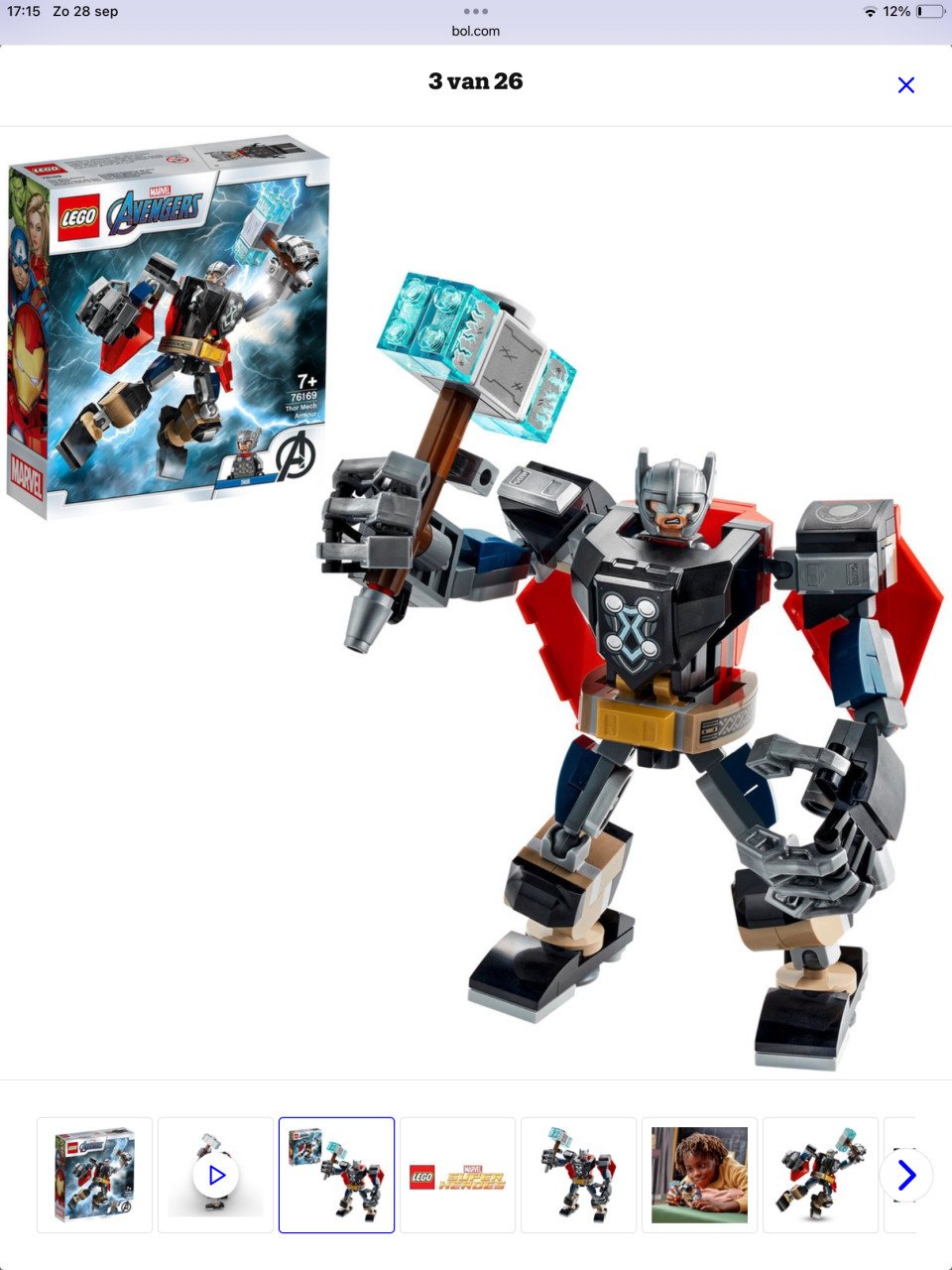 Lego Marvel Avengers nr.76169 Thor Mech Armour. Nieuw in doos.