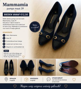 👠Mammamia pumps maat 39 – donkerblauw/zwart | bieden vanaf €12,50