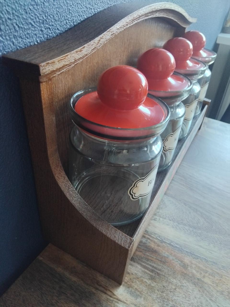 Vintage EMSA Voorraadset Wandrek + Potten