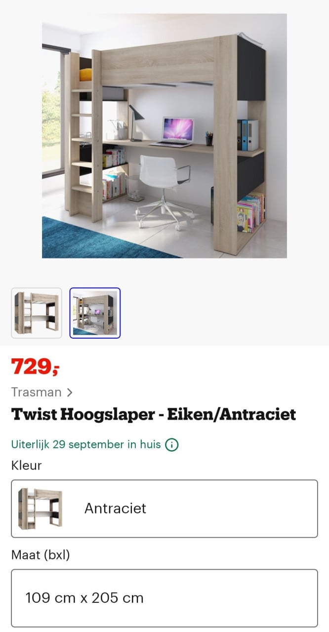 Hoogslaper met bureau