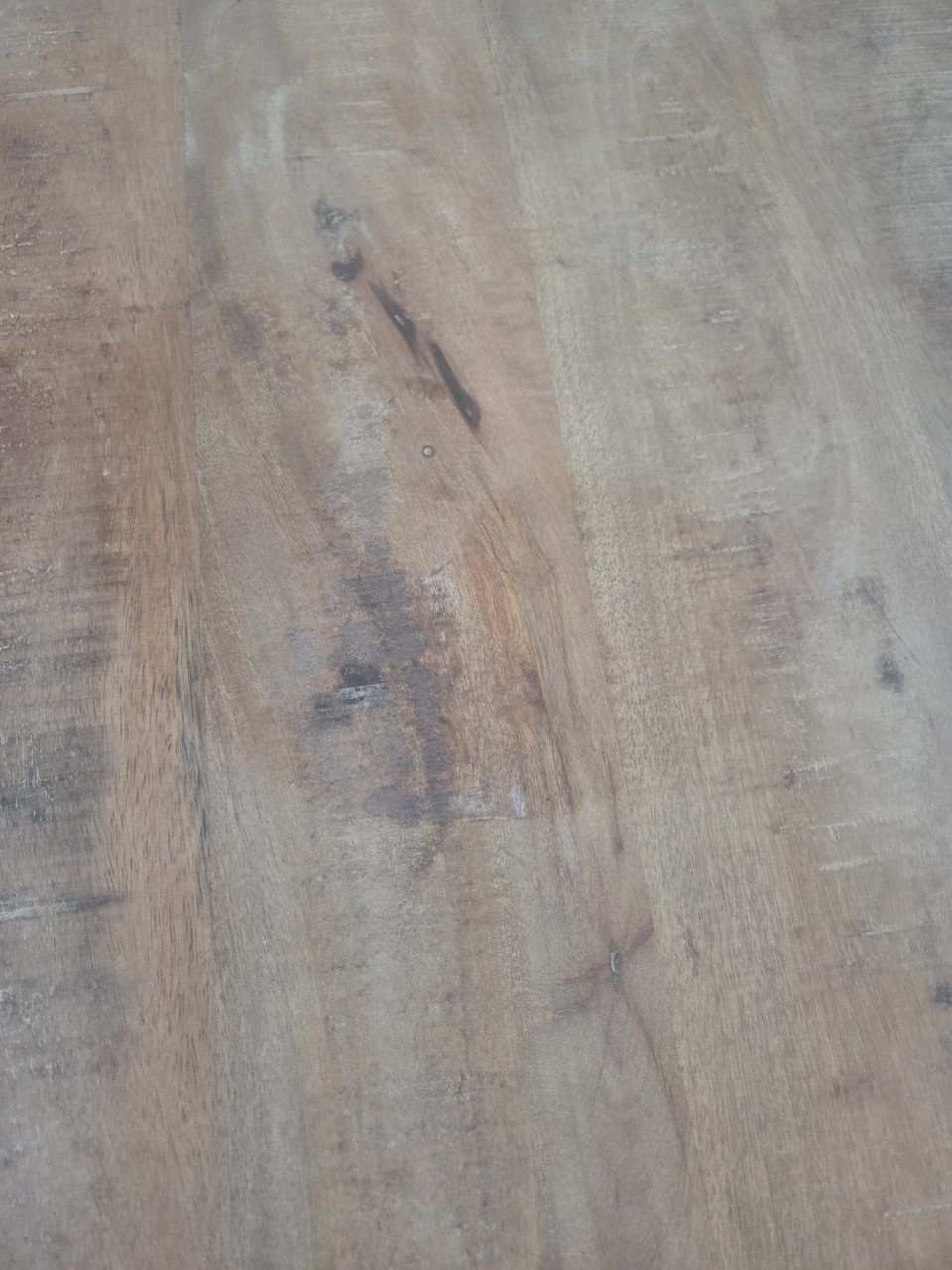 Mangohouten eettafel + 4 echt lederen stoelen