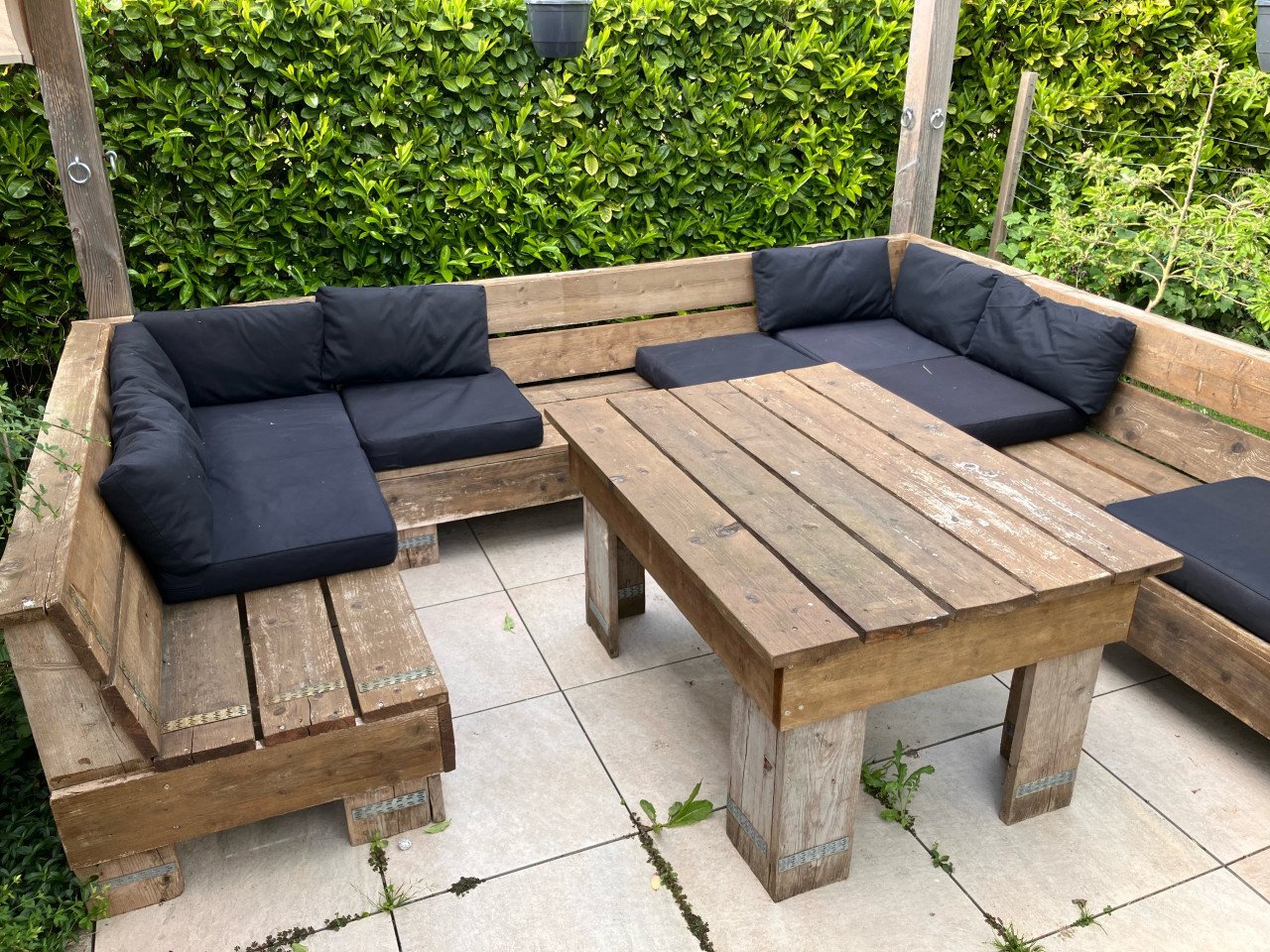 Steigerhouten tuinset