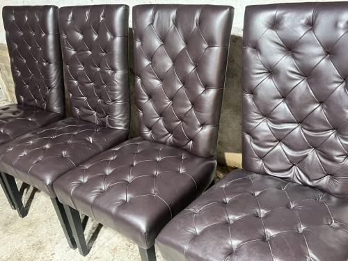 4 lederen eetkamerstoelen