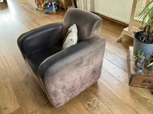 Leren fauteuil / loveseat cognac