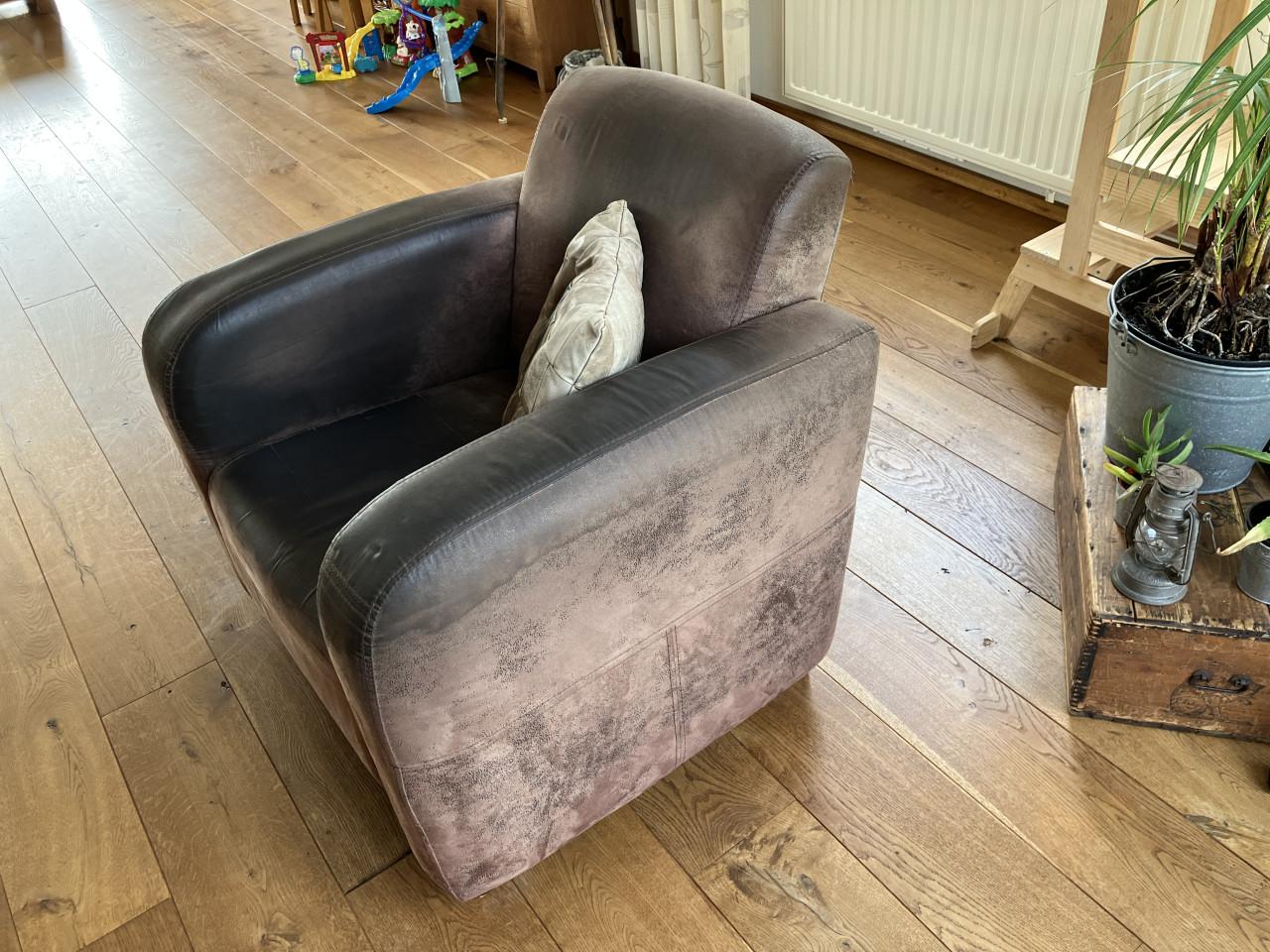 Leren fauteuil / loveseat cognac