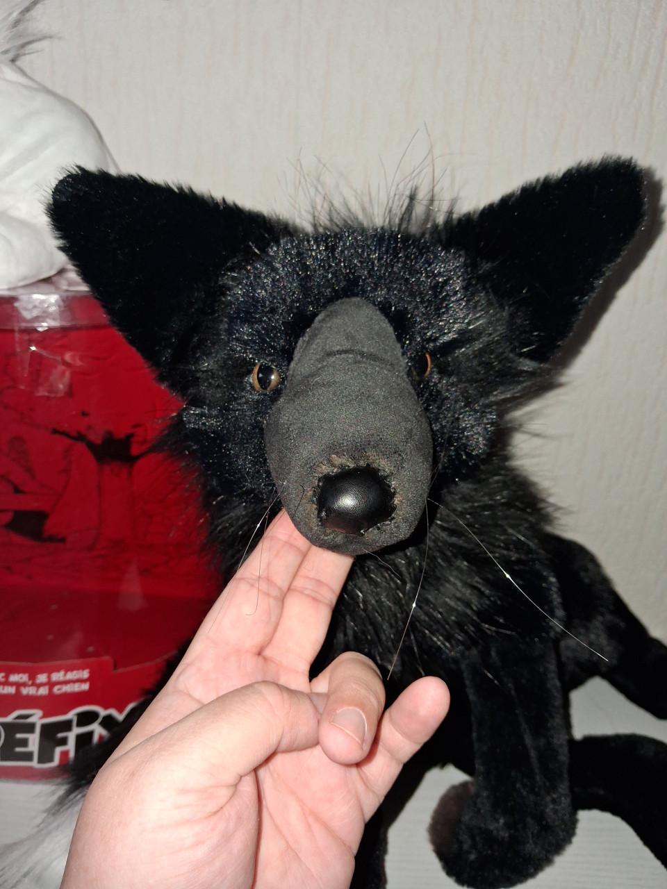 Handgemaakte zwarte vos knuffel,verzwaard