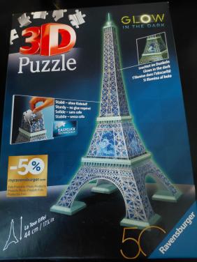 Eiffeltoren 3d puzzel glow in the dark