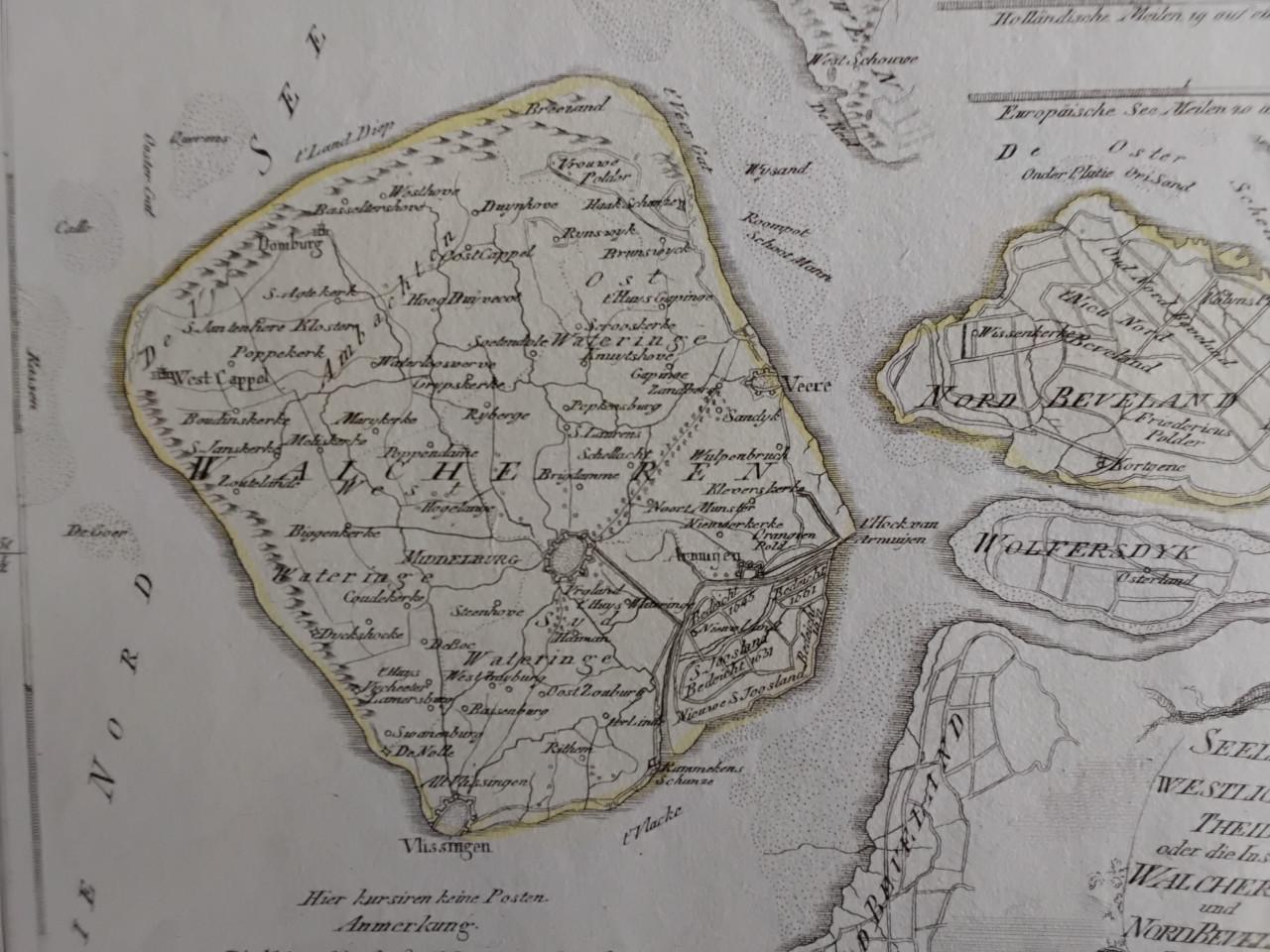 Landkaartje Walcheren, Noord Beveland ca jr 1790