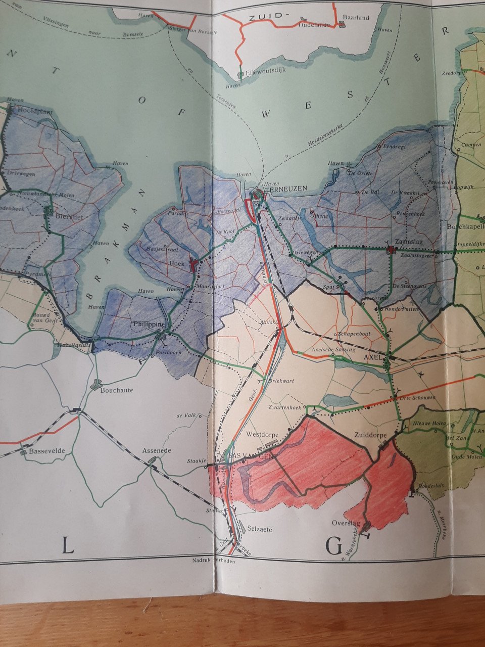 Kaart van Zeeuwsch-Vlaanderen uit 1926