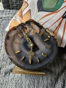 Prachtige vintage JUNGHANS Agaatstenen Bureau/ tafelklok....